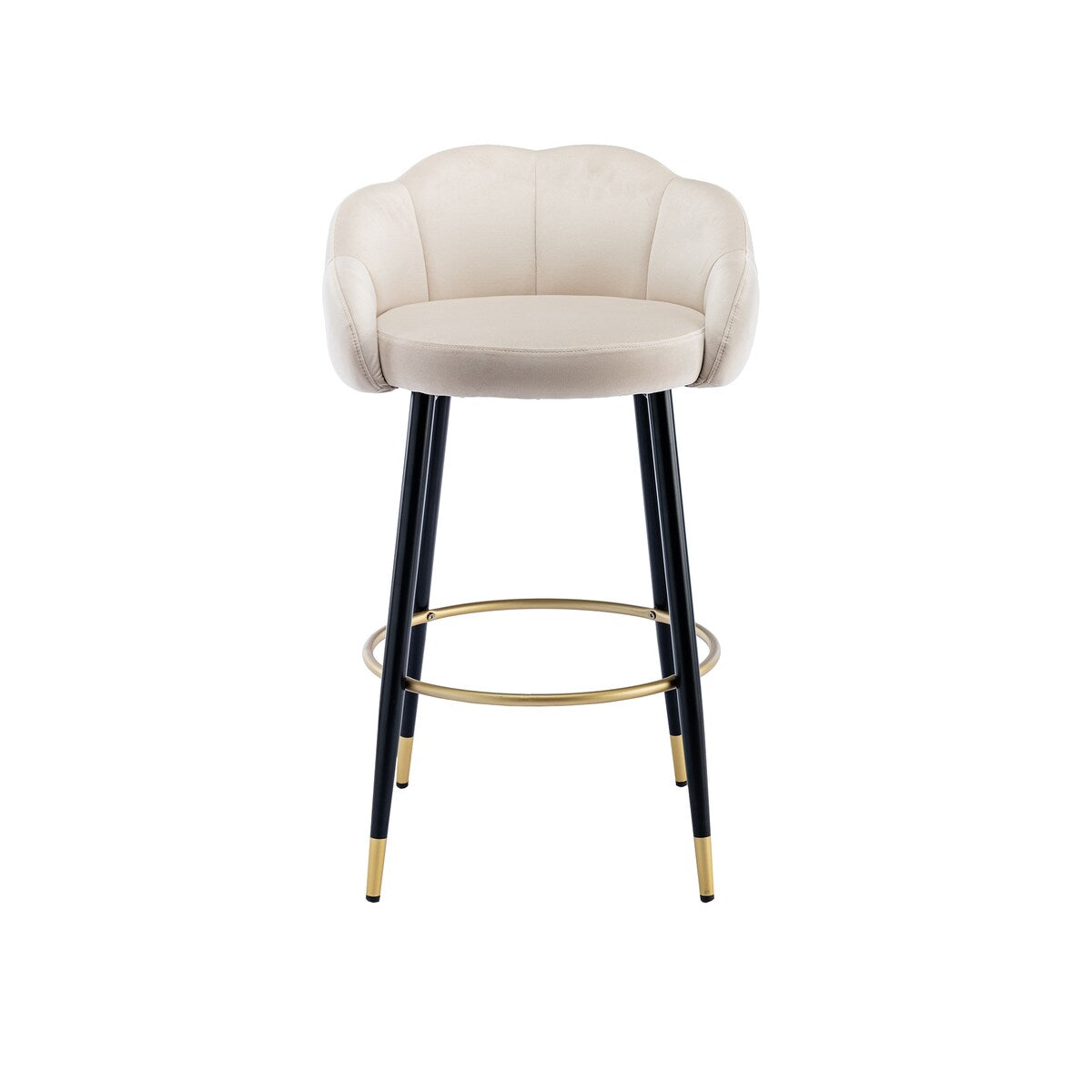 2pcs Velvet Upholstery Bar Stools with Back and Footrest