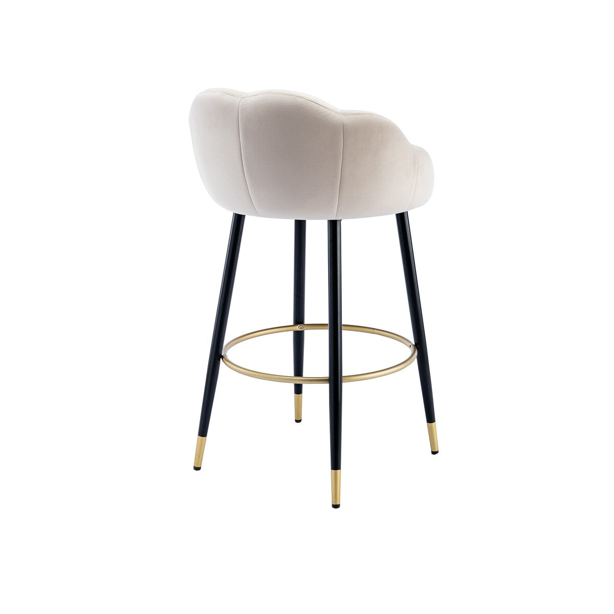 2pcs Velvet Upholstery Bar Stools with Back and Footrest