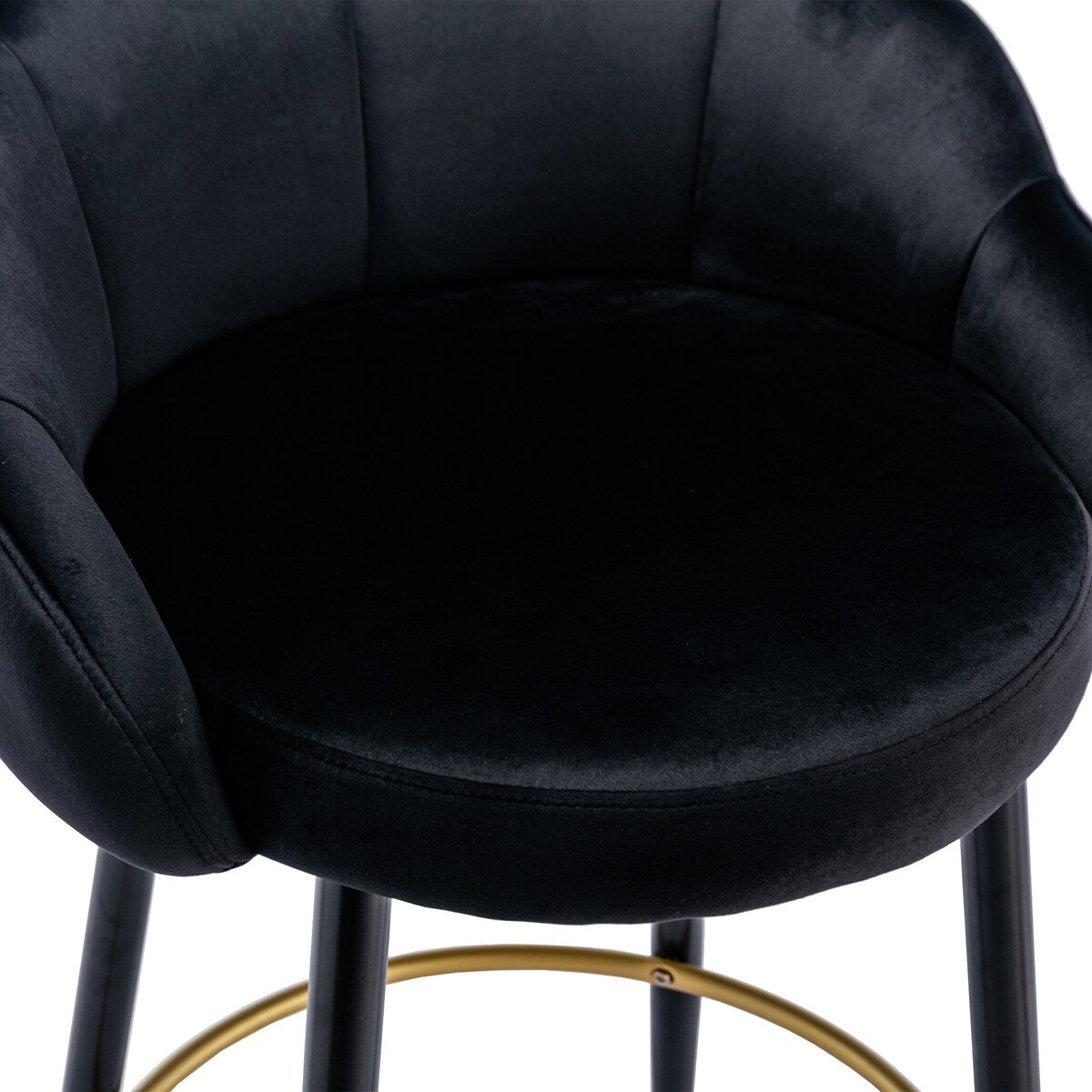 2pcs Velvet Upholstery Bar Stools with Back and Footrest