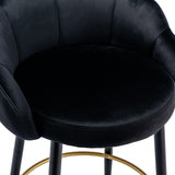 2pcs Velvet Upholstery Bar Stools with Back and Footrest