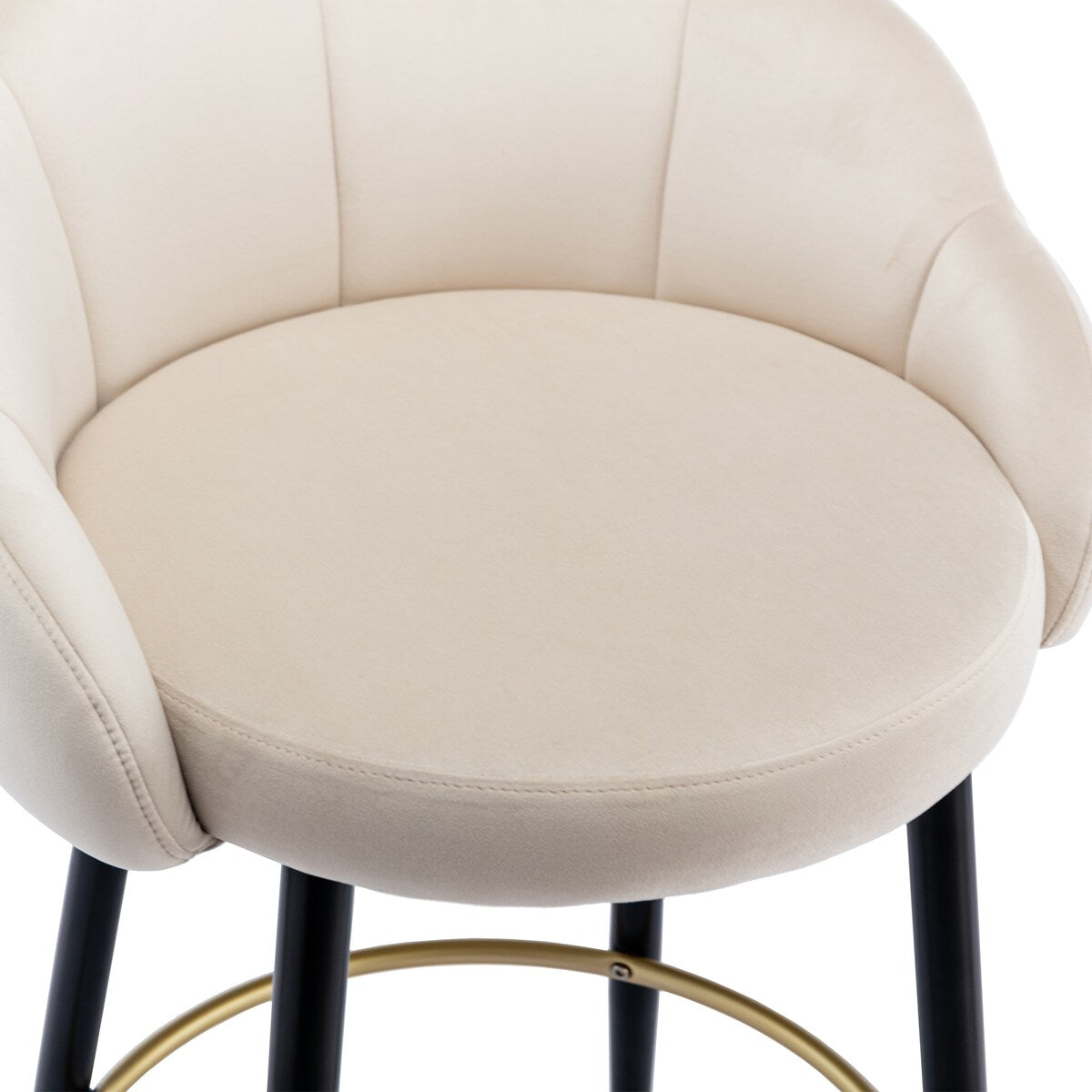 2pcs Velvet Upholstery Bar Stools with Back and Footrest