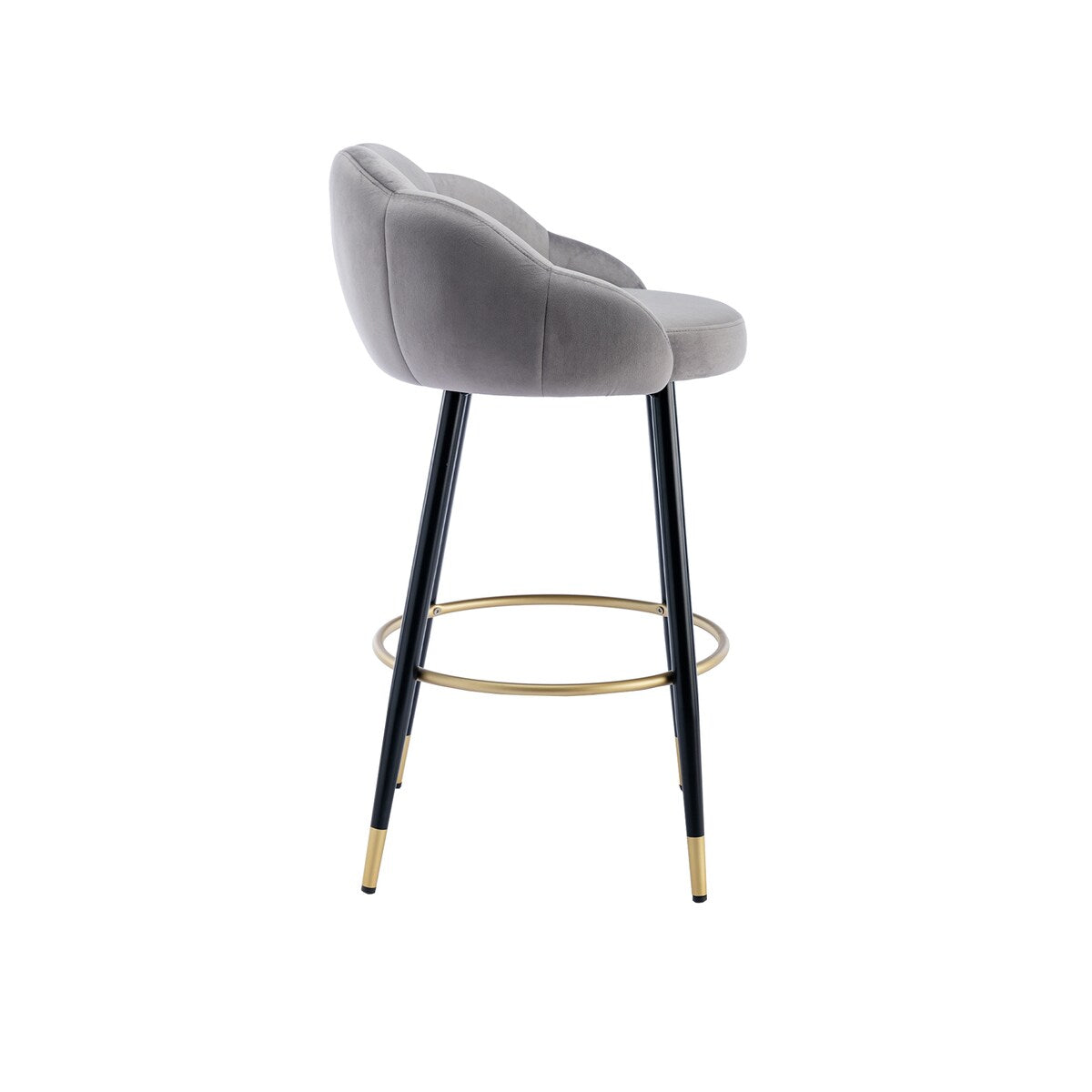 2pcs Velvet Upholstery Bar Stools with Back and Footrest
