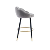 2pcs Velvet Upholstery Bar Stools with Back and Footrest