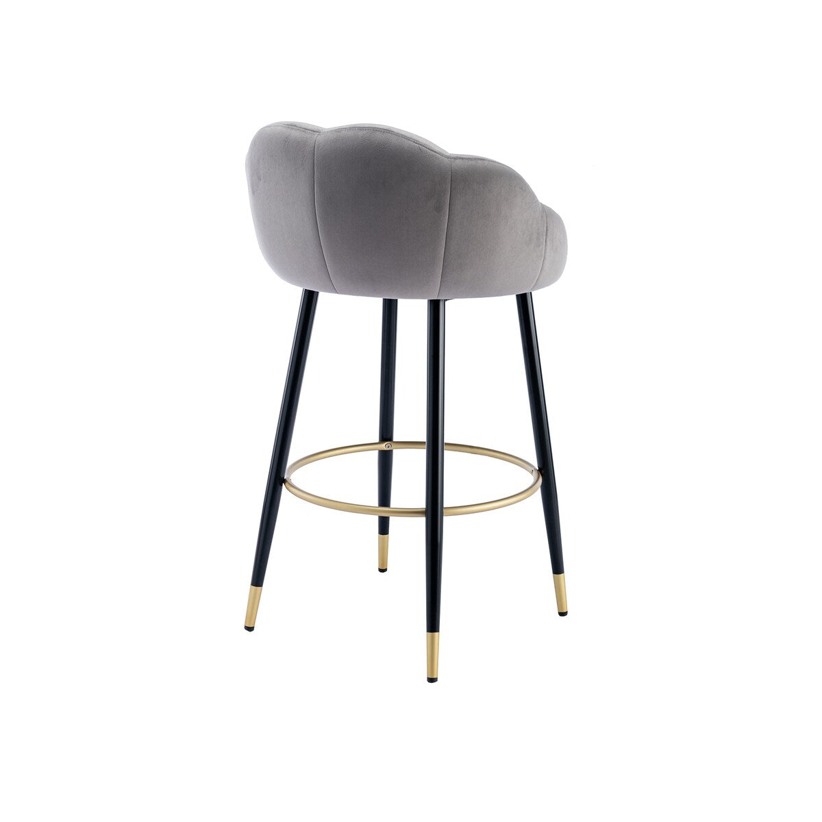 2pcs Velvet Upholstery Bar Stools with Back and Footrest