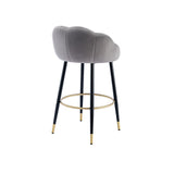 2pcs Velvet Upholstery Bar Stools with Back and Footrest