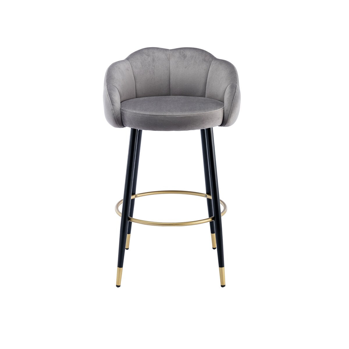 2pcs Velvet Upholstery Bar Stools with Back and Footrest