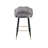 2pcs Velvet Upholstery Bar Stools with Back and Footrest