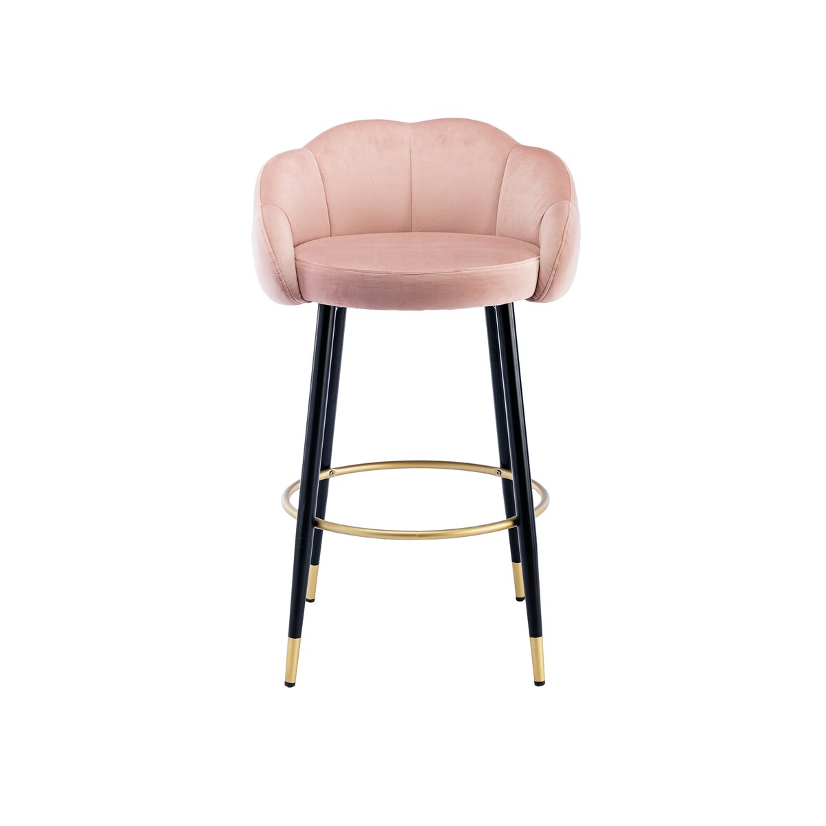 2pcs Velvet Upholstery Bar Stools with Back and Footrest