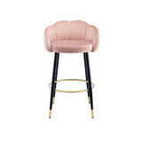 2pcs Velvet Upholstery Bar Stools with Back and Footrest