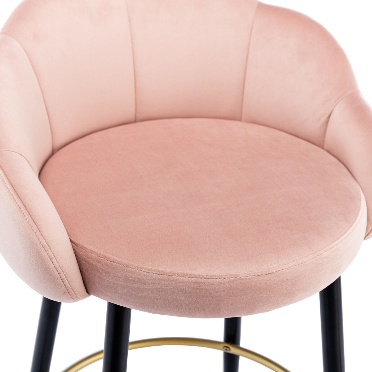 2pcs Velvet Upholstery Bar Stools with Back and Footrest