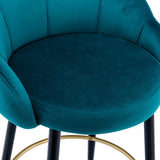 2pcs Velvet Upholstery Bar Stools with Back and Footrest