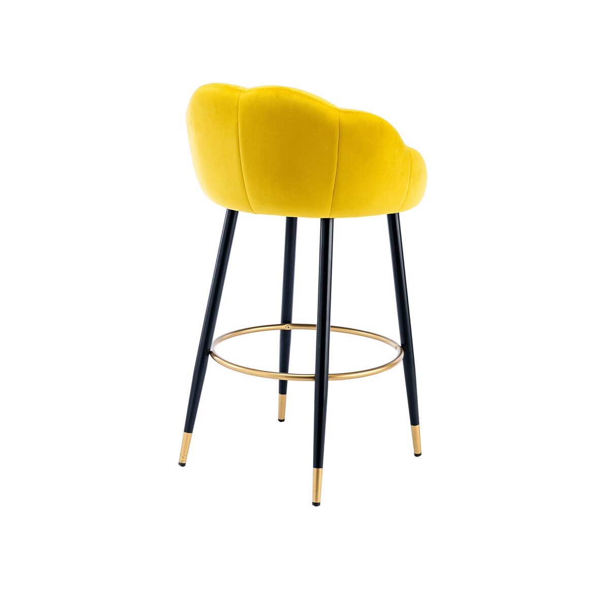 2pcs Velvet Upholstery Bar Stools with Back and Footrest