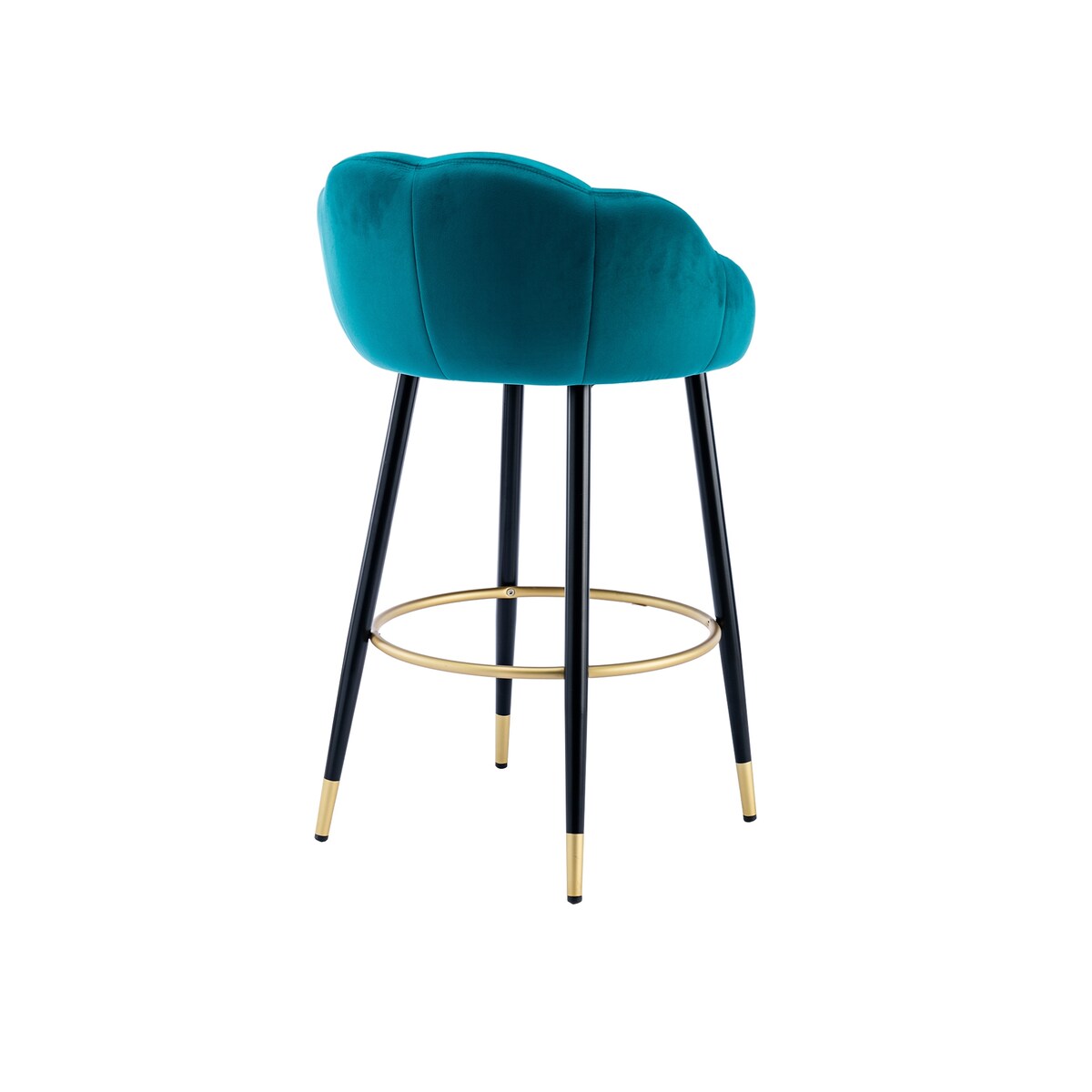 2pcs Velvet Upholstery Bar Stools with Back and Footrest