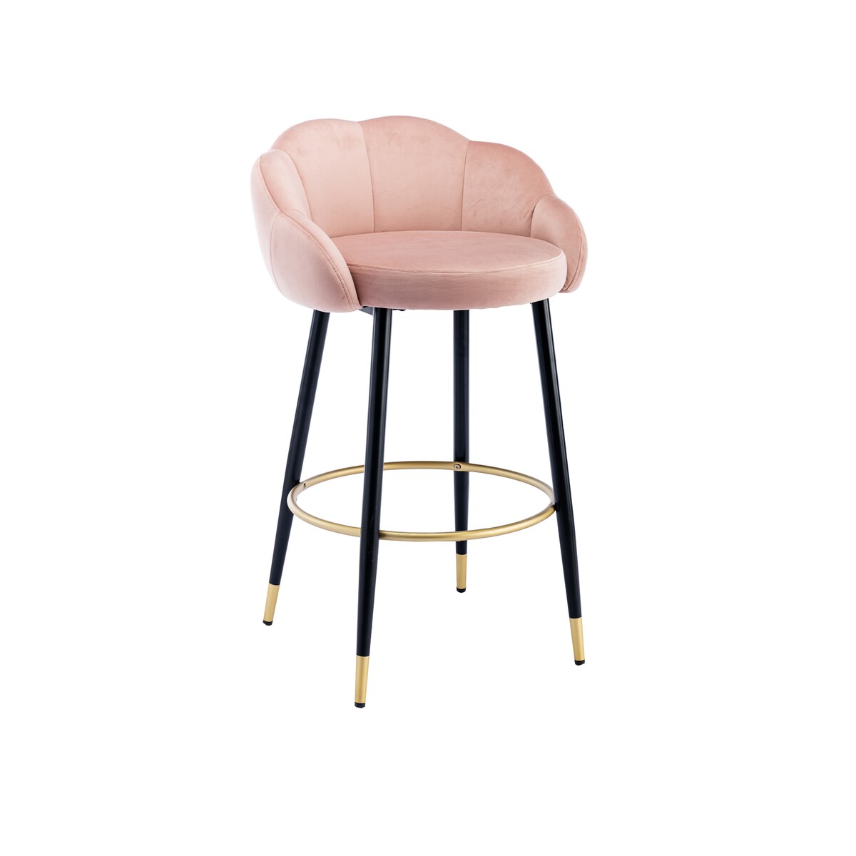 2pcs Velvet Upholstery Bar Stools with Back and Footrest