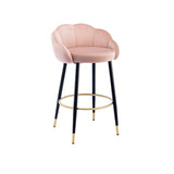 2pcs Velvet Upholstery Bar Stools with Back and Footrest