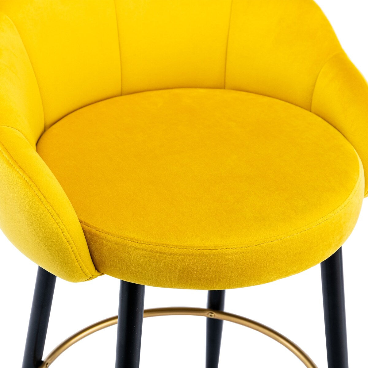 2pcs Velvet Upholstery Bar Stools with Back and Footrest