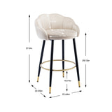 2pcs Velvet Upholstery Bar Stools with Back and Footrest