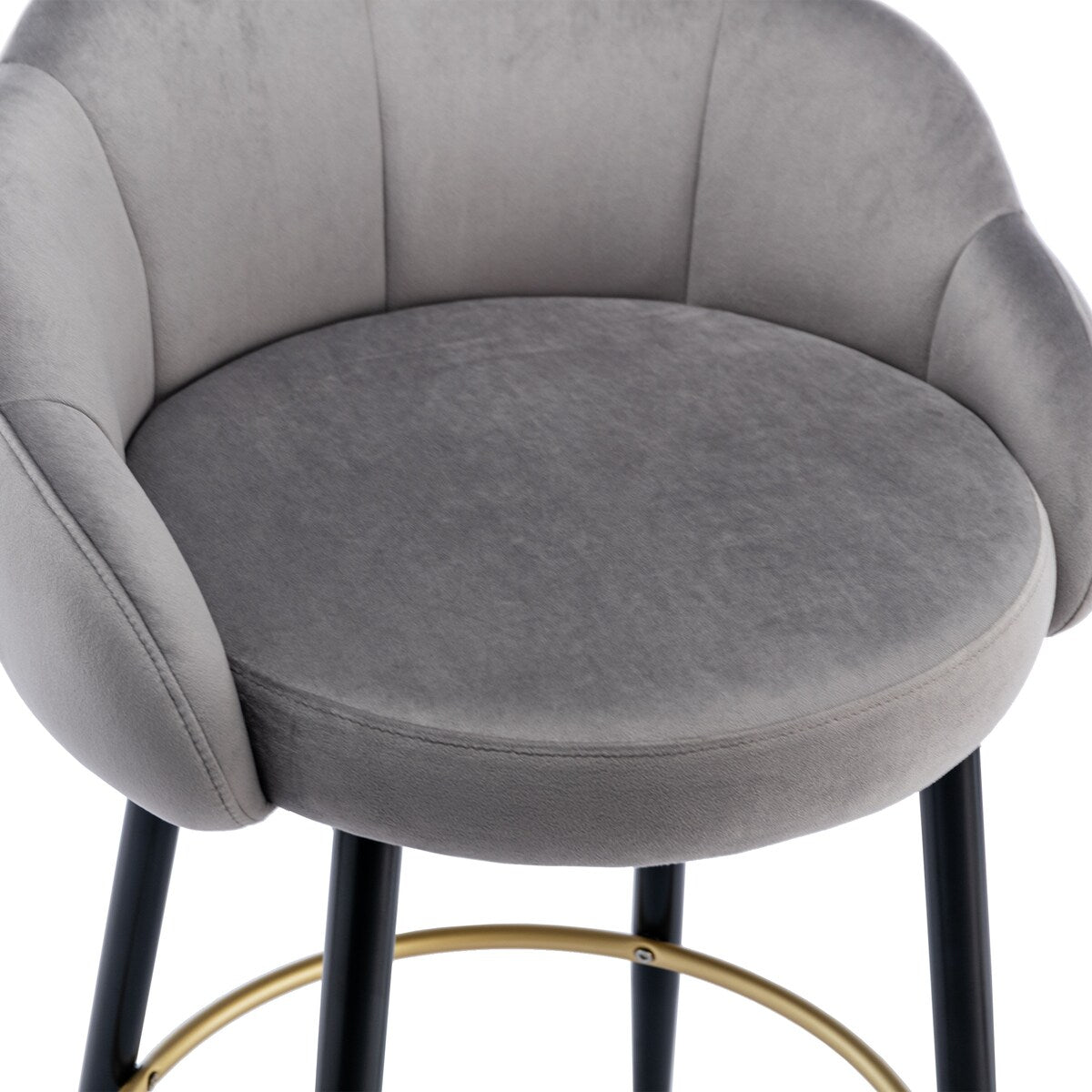 2pcs Velvet Upholstery Bar Stools with Back and Footrest