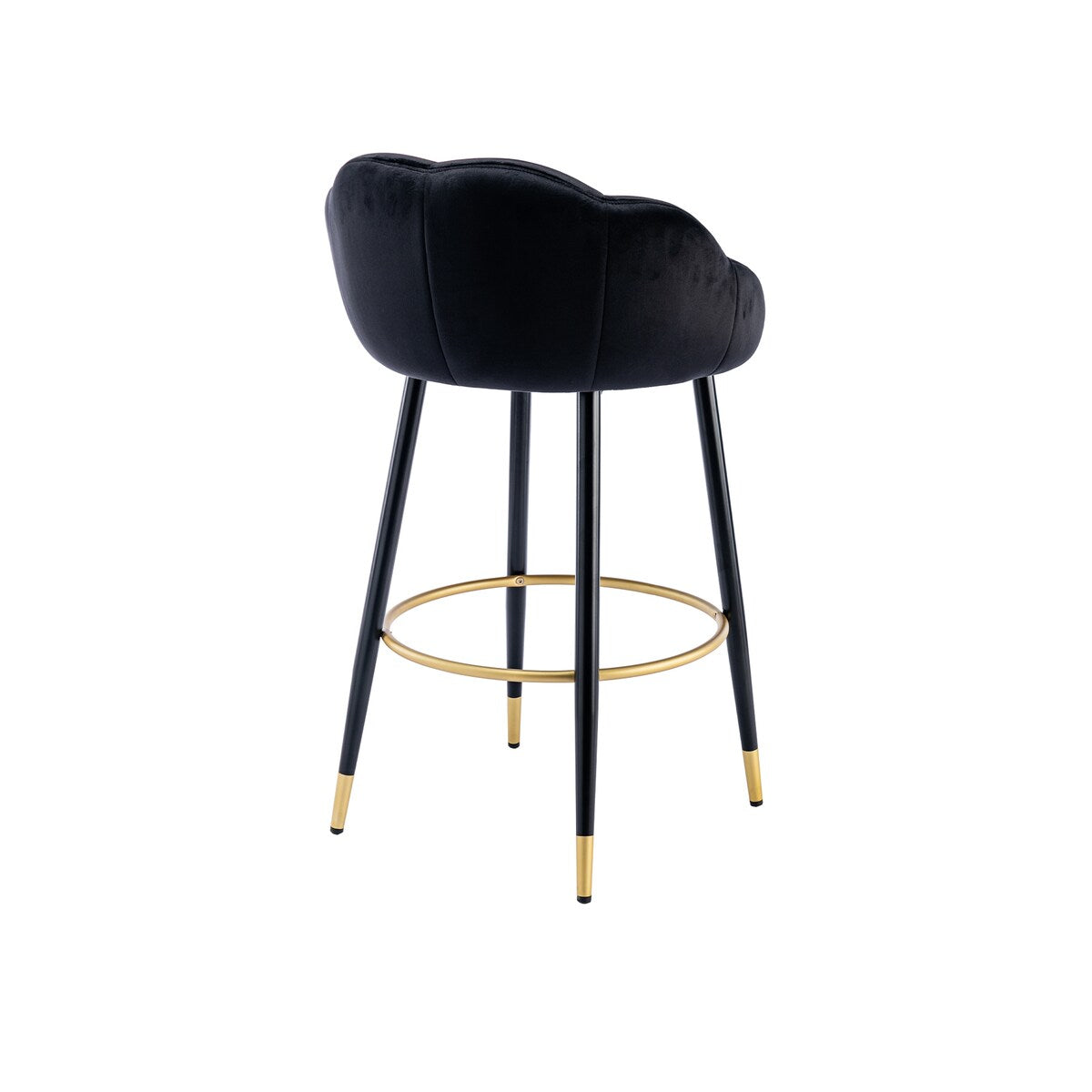 2pcs Velvet Upholstery Bar Stools with Back and Footrest