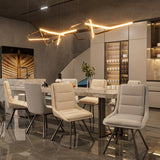 2x Modern Luxury Microfiber Leather Upholstered Dining Chairs Rotatable Seat