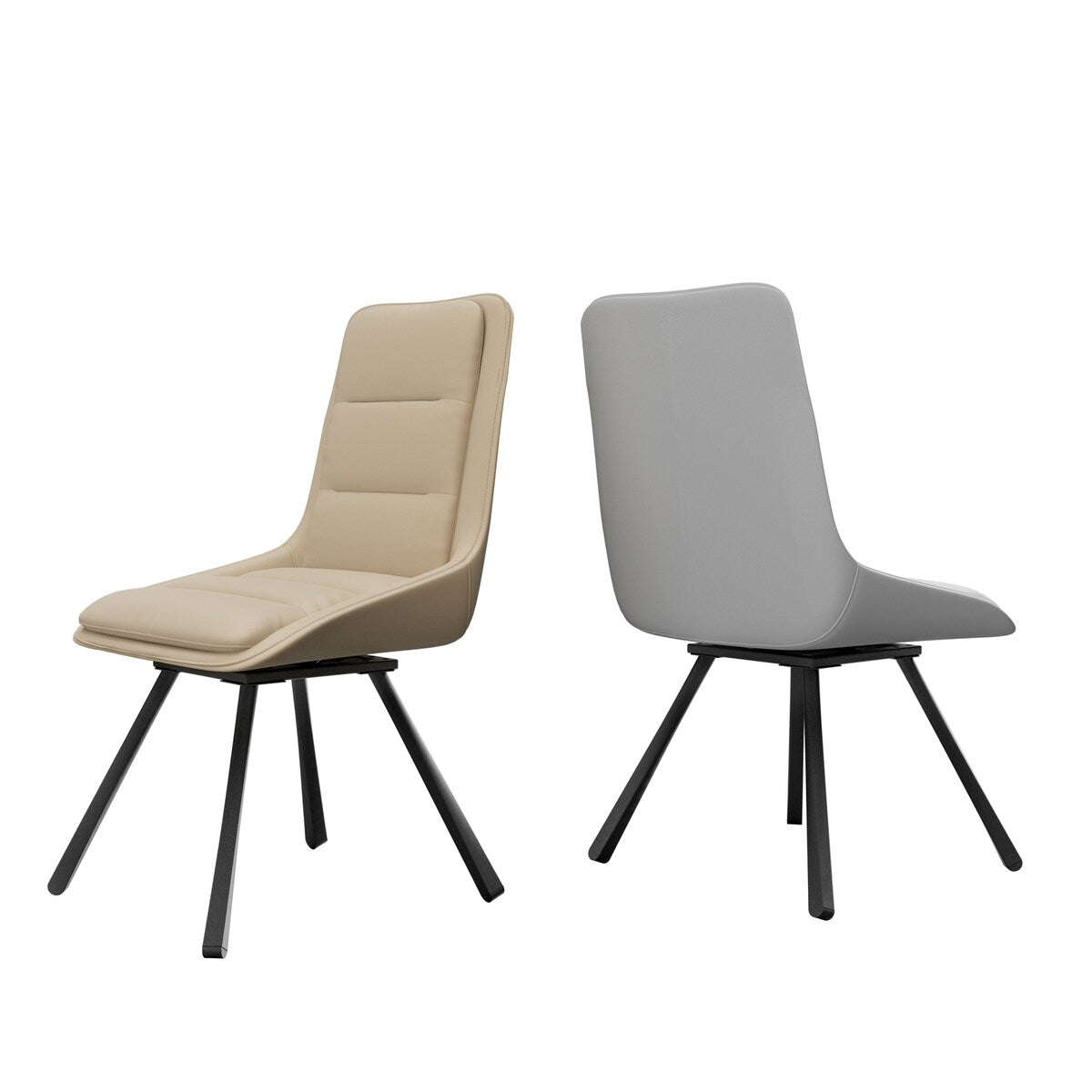 2x Modern Luxury Microfiber Leather Upholstered Dining Chairs Rotatable Seat