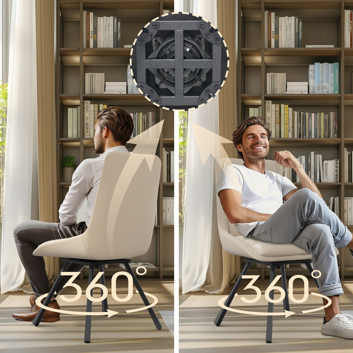 2x Modern Luxury Microfiber Leather Upholstered Dining Chairs Rotatable Seat