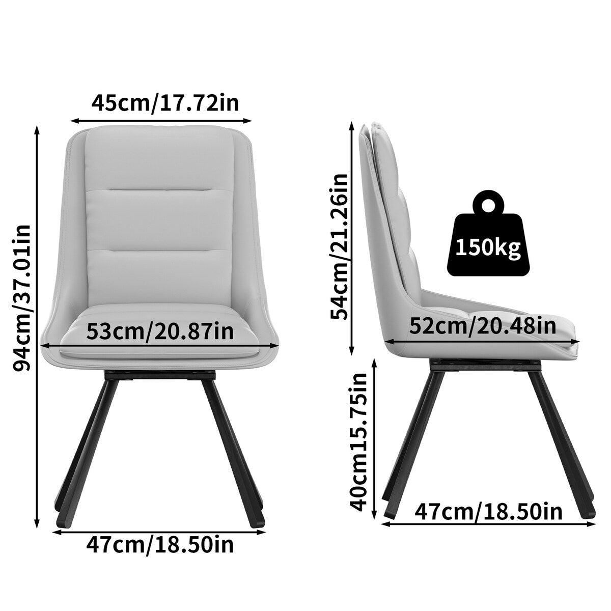 2x Modern Luxury Microfiber Leather Upholstered Dining Chairs Rotatable Seat