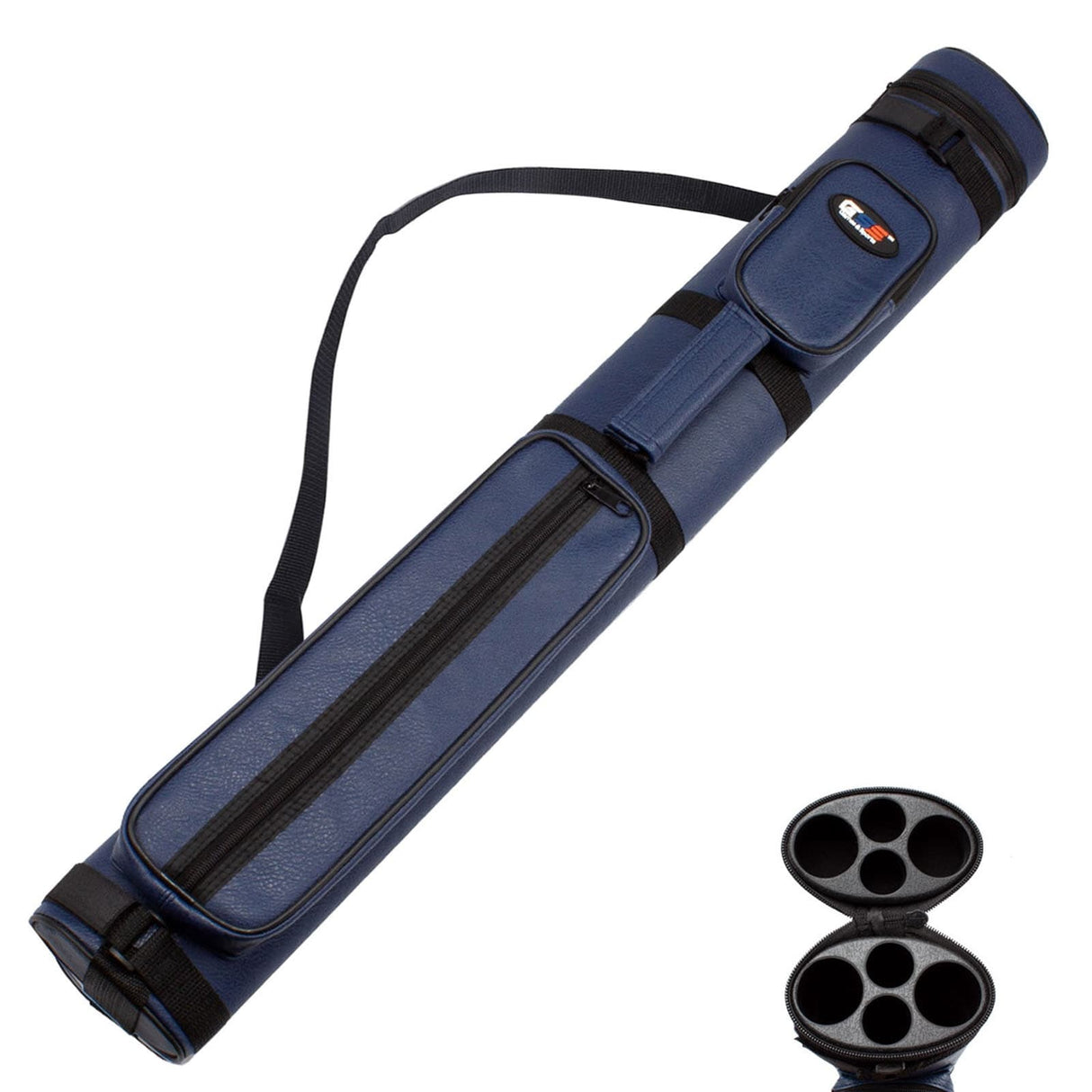 GSE™ 2x2 Oval Hard Billiard Pool Cue Stick Carrying Case, Billiard Cue Case Holds 2 Butts/2 Shafts (5 Colors)
