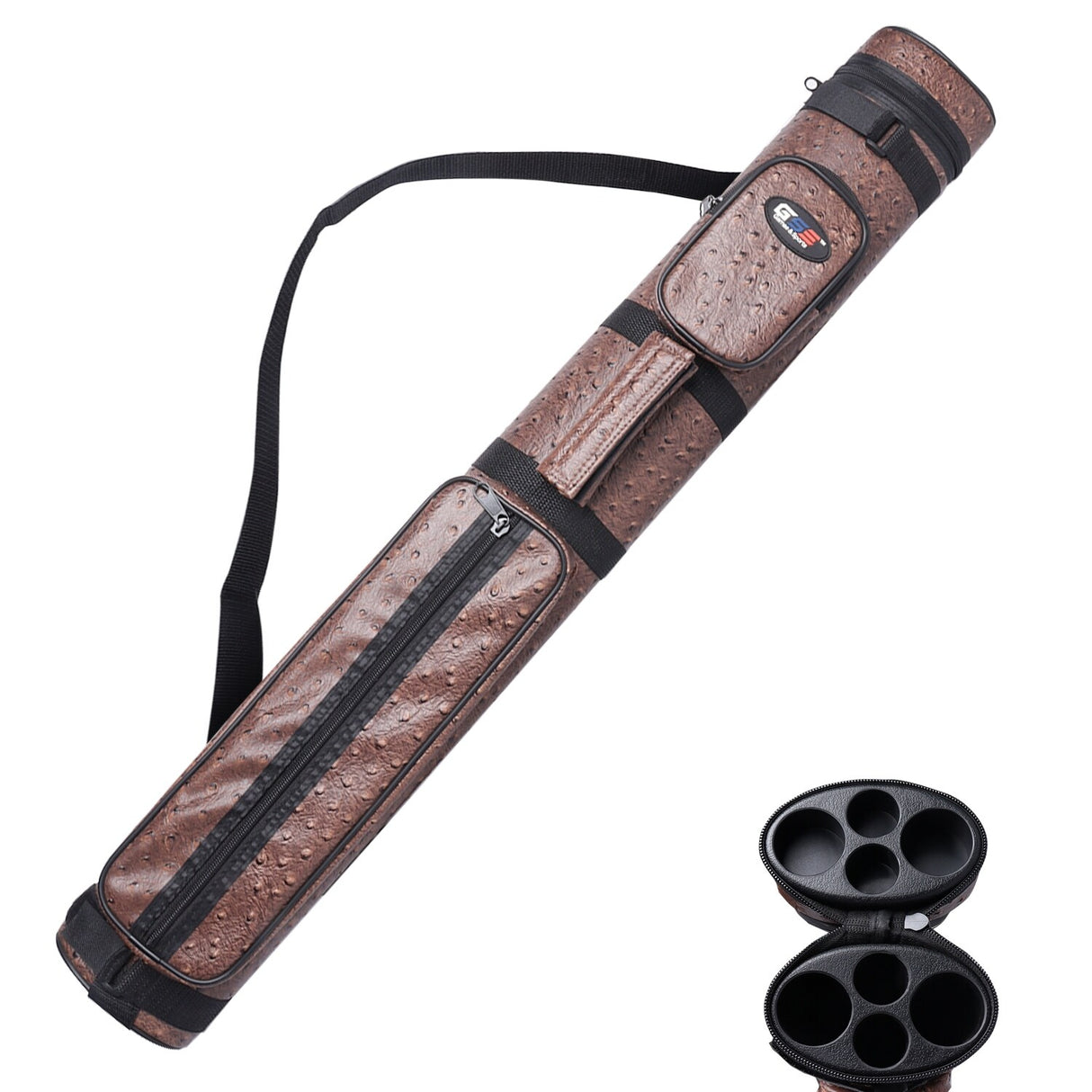 GSE™ 2x2 Oval Hard Billiard Pool Cue Stick Carrying Case, Billiard Cue Case Holds 2 Butts/2 Shafts (5 Colors)