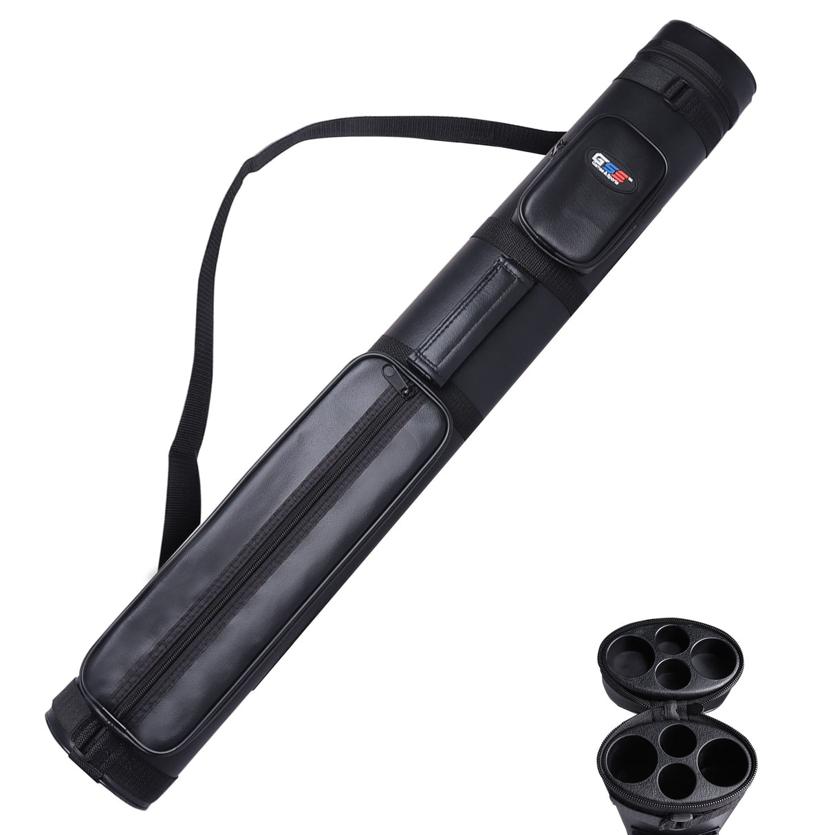 GSE™ 2x2 Oval Hard Billiard Pool Cue Stick Carrying Case, Billiard Cue Case Holds 2 Butts/2 Shafts (5 Colors)