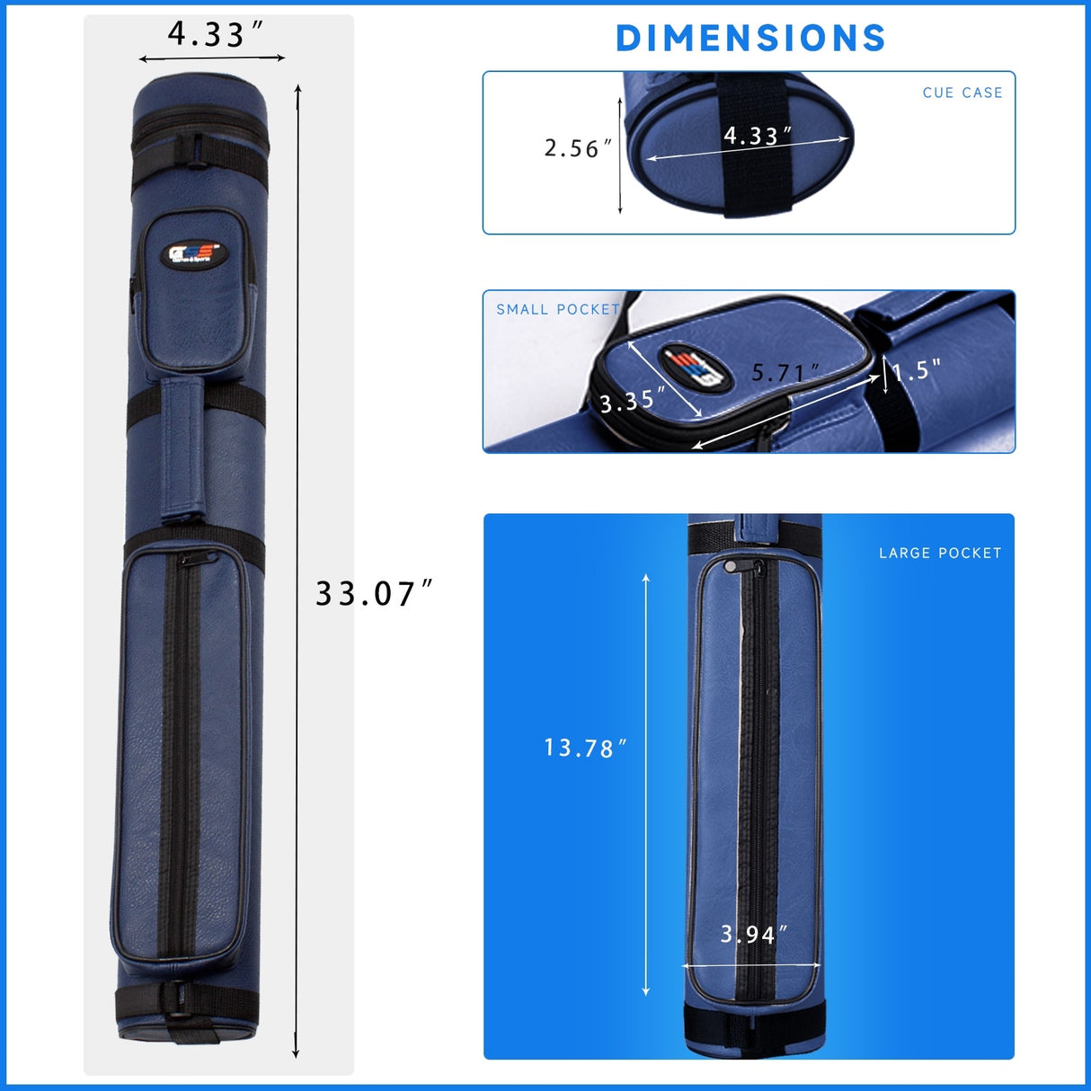 GSE™ 2x2 Oval Hard Billiard Pool Cue Stick Carrying Case, Billiard Cue Case Holds 2 Butts/2 Shafts (5 Colors)