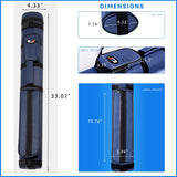 GSE™ 2x2 Oval Hard Billiard Pool Cue Stick Carrying Case, Billiard Cue Case Holds 2 Butts/2 Shafts (5 Colors)