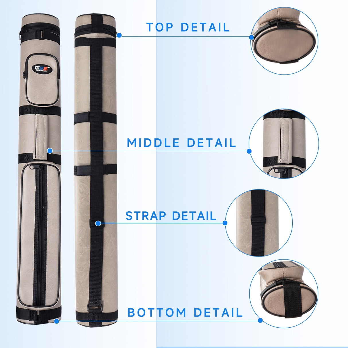 GSE™ 2x2 Oval Hard Billiard Pool Cue Stick Carrying Case, Billiard Cue Case Holds 2 Butts/2 Shafts (5 Colors)