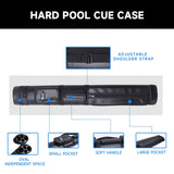 GSE™ 2x2 Oval Hard Billiard Pool Cue Stick Carrying Case, Billiard Cue Case Holds 2 Butts/2 Shafts (5 Colors)
