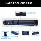 GSE™ 2x2 Oval Hard Billiard Pool Cue Stick Carrying Case, Billiard Cue Case Holds 2 Butts/2 Shafts (5 Colors)
