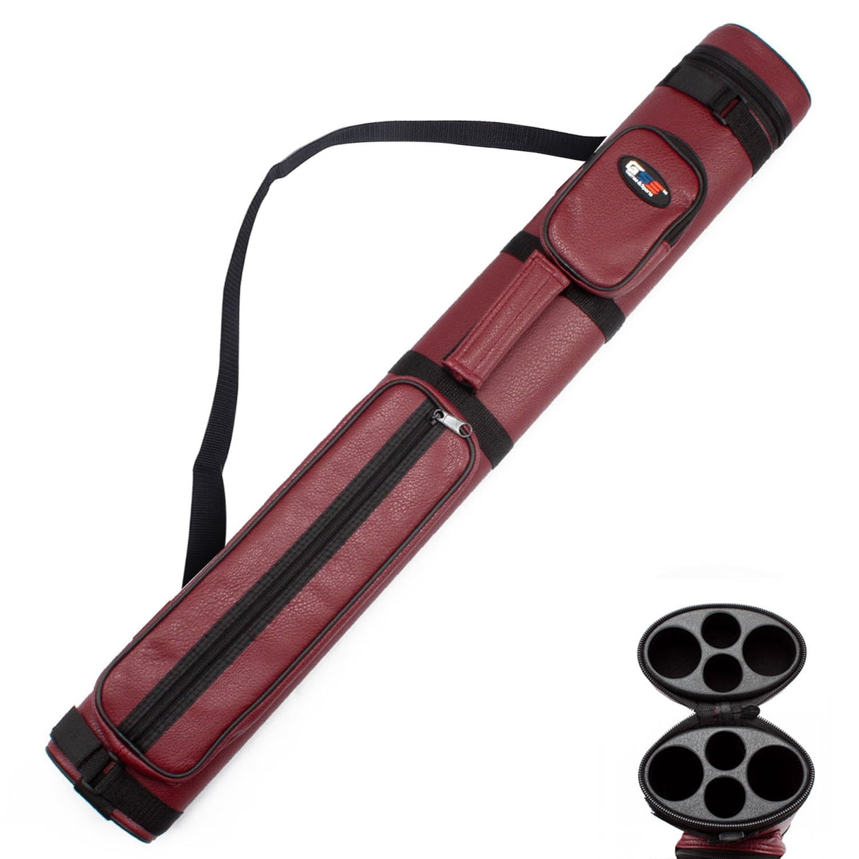 GSE™ 2x2 Oval Hard Billiard Pool Cue Stick Carrying Case, Billiard Cue Case Holds 2 Butts/2 Shafts (5 Colors)