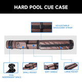 GSE™ 2x2 Oval Hard Billiard Pool Cue Stick Carrying Case, Billiard Cue Case Holds 2 Butts/2 Shafts (5 Colors)