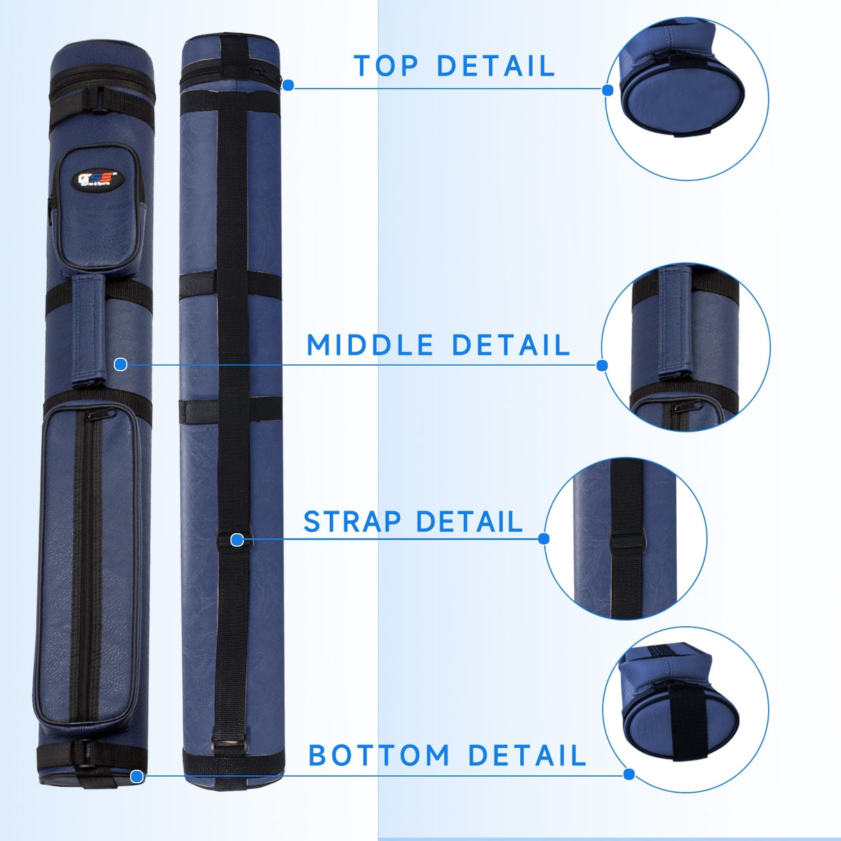 GSE™ 2x2 Oval Hard Billiard Pool Cue Stick Carrying Case, Billiard Cue Case Holds 2 Butts/2 Shafts (5 Colors)