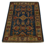 Hand-knotted Denim Blue Wool Kazakh Oriental Rug (2' x 3')