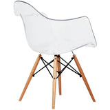 Set of 2 Clear Modern Designer Acrylic Plastic Chair With Arms Armchairs Dining Silver Solid Chrome Office