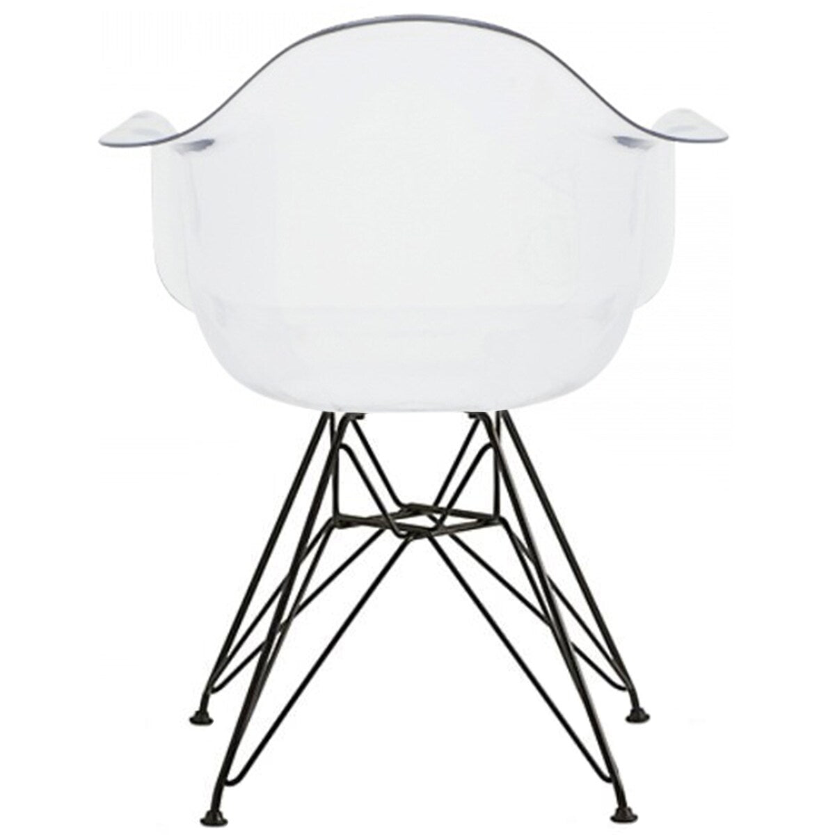 Set of 2 Clear Modern Designer Acrylic Plastic Chair With Arms Armchairs Dining Silver Solid Chrome Office