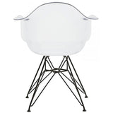 Set of 2 Clear Modern Designer Acrylic Plastic Chair With Arms Armchairs Dining Silver Solid Chrome Office