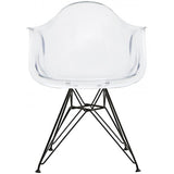 Set of 2 Clear Modern Designer Acrylic Plastic Chair With Arms Armchairs Dining Silver Solid Chrome Office