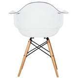 Set of 2 Clear Modern Designer Acrylic Plastic Chair With Arms Armchairs Dining Silver Solid Chrome Office