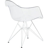 Set of 2 Clear Modern Designer Acrylic Plastic Chair With Arms Armchairs Dining Silver Solid Chrome Office