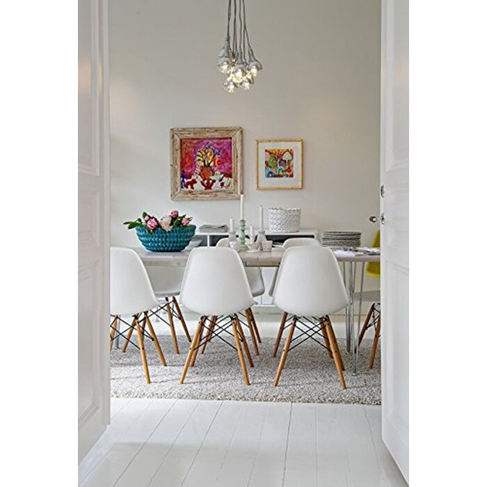 Designer Plastic Eiffel Chair Natural Wood Legs Retro Dining Armless With Back Desk Accent Living Room Side Dowel DSW