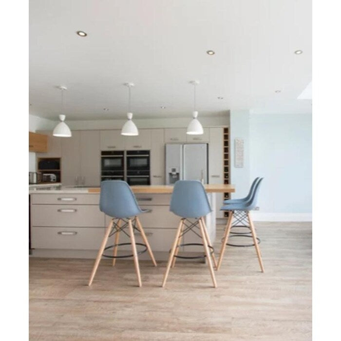 Set of 2 25" Designer Eiffel Chairs Counter Stools With Backs Side Molded Shell Kitchen Office Dining Dowel Bar Patio