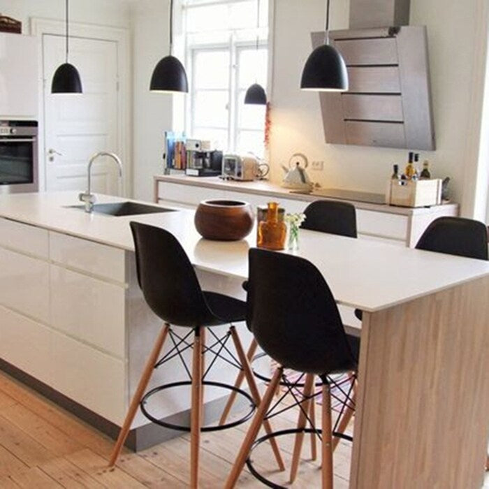 Set of 2 25" Designer Eiffel Chairs Counter Stools With Backs Side Molded Shell Kitchen Office Dining Dowel Bar Patio