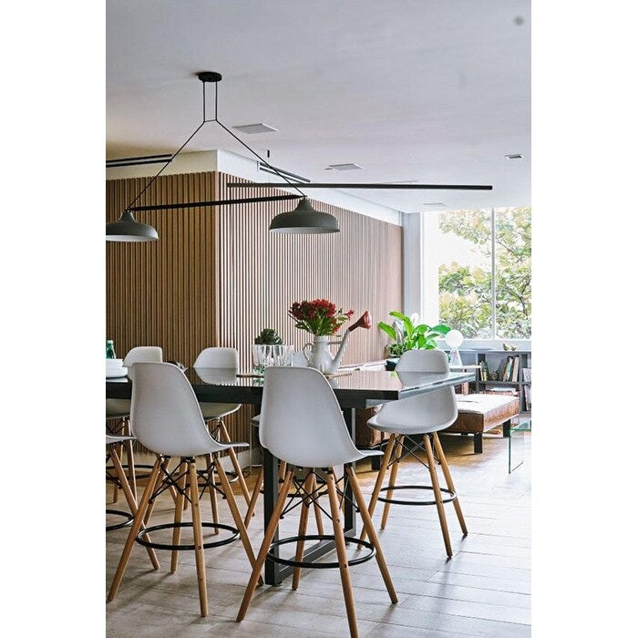 Set of 2 25" Designer Eiffel Chairs Counter Stools With Backs Side Molded Shell Kitchen Office Dining Dowel Bar Patio