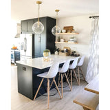 Set of 2 25" Designer Eiffel Chairs Counter Stools With Backs Side Molded Shell Kitchen Office Dining Dowel Bar Patio